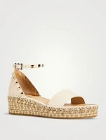 Rockstud Leather Espadrille Wedge Sandals