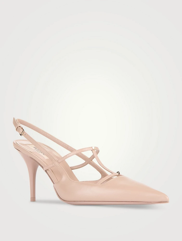 Rockstud Wispy Leather Slingback Pumps