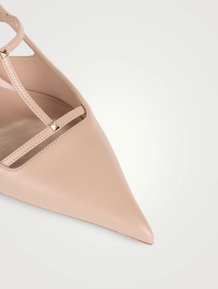 Rockstud Wispy Leather Slingback Pumps