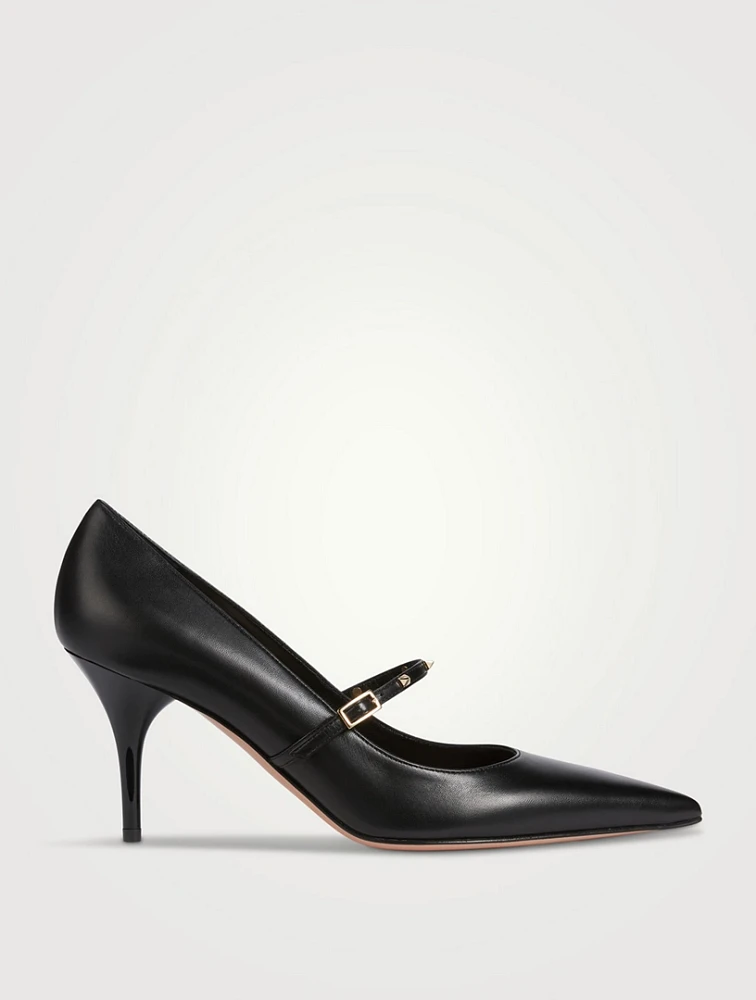 Rockstud Wispy Leather Mary Jane Pumps