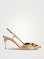 VLOGO Metallic Leather Slingback Pumps