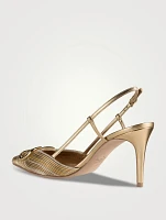 VLOGO Metallic Leather Slingback Pumps