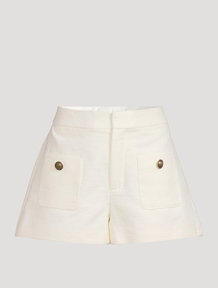 High-Waisted Patch Pocket Shorts