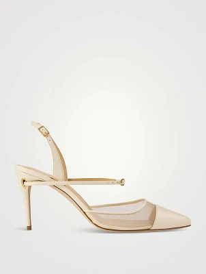 Vittorio Leather And Mesh Slingback Pumps