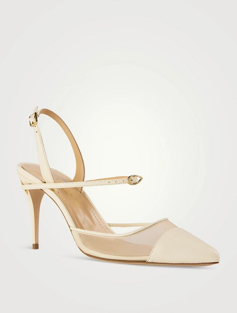 Vittorio Leather And Mesh Slingback Pumps