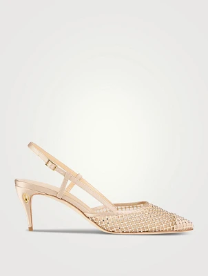 Mario Crystal Mesh Slingback Pumps