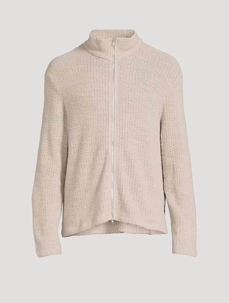 Shrunken Zip Polo Sweater