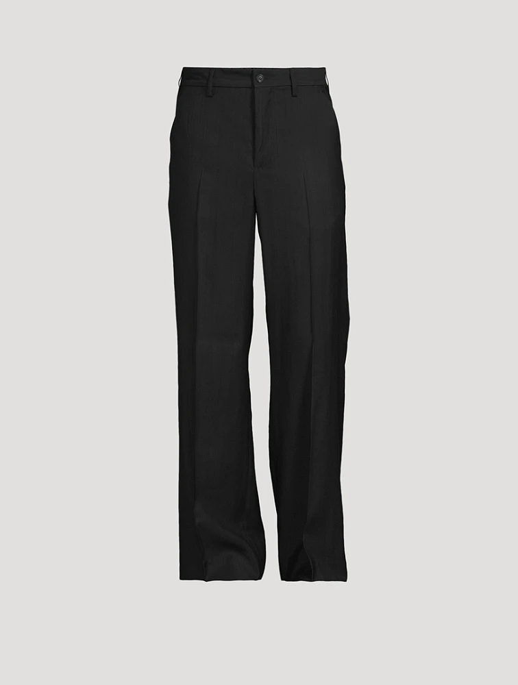 Crinkled Wide-Leg Pants