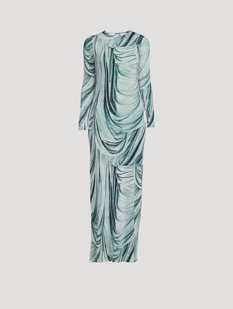Maxi Dress Trompe L'œil Statue Print
