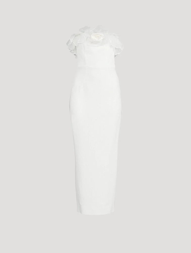 Cady Bustier Long Dress With Organza Ruffles