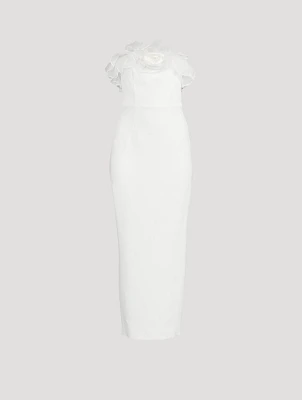 Cady Bustier Long Dress With Organza Ruffles