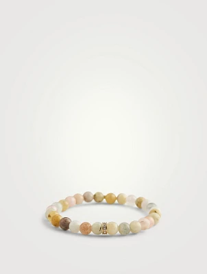 Morganite Beaded Bracelet With 14K Gold Diamond Rondelle