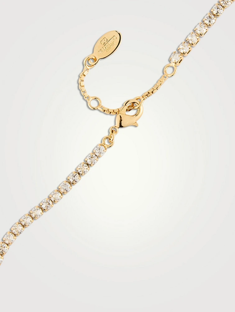 VLogo Crystal Tennis Necklace