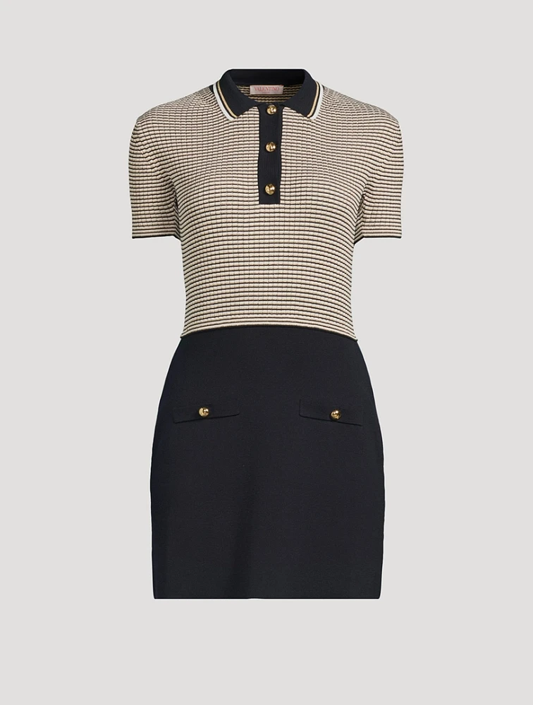 Cotton And Lurex Short-Sleeve Mini Dress