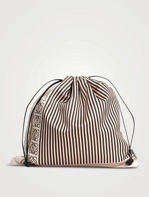 Loewe x Paula's Ibiza Drawstring Pouch In Stripe Print