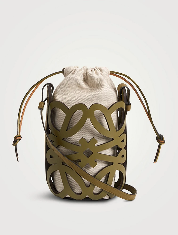 Loewe x Paula's Ibiza Anagram Cut-Out Leather And Canvas Crossbody Bag
