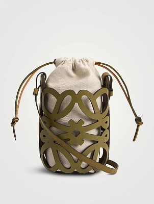 Loewe x Paula's Ibiza Anagram Cut-Out Leather And Canvas Crossbody Bag
