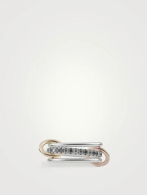 Tigiris MX Gris Silver And 18K Gold Stacked Ring With Diamonds
