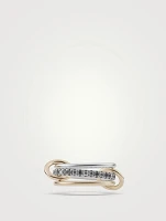 Tigris SG Gris Silver And 18K Gold Stacked Ring With Diamonds