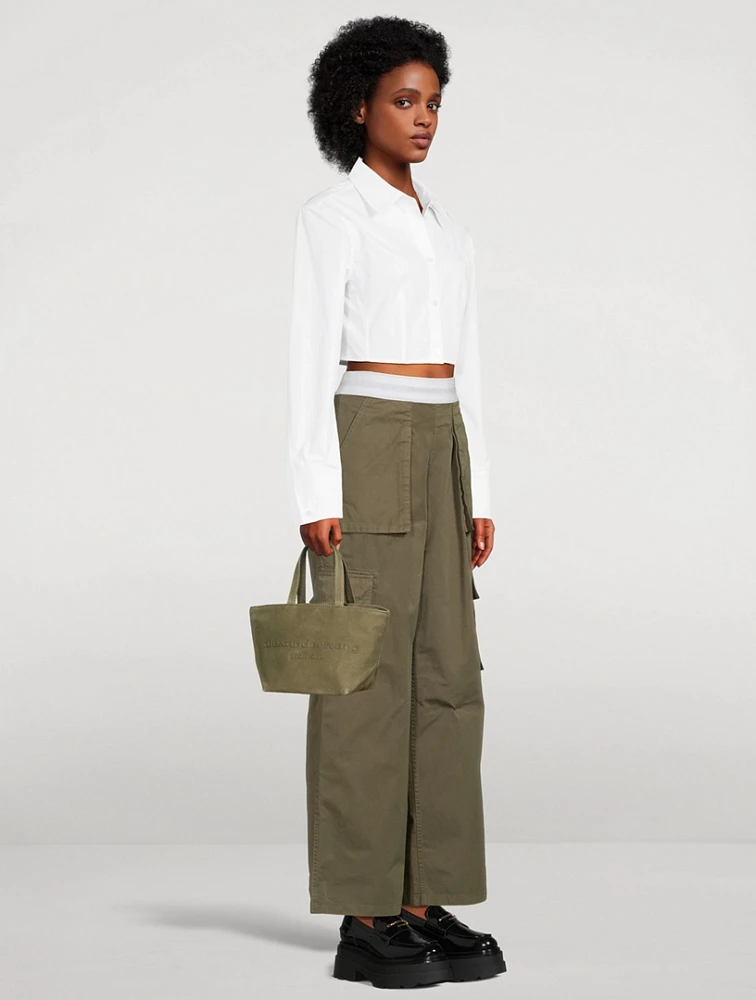 Small Punch Canvas Crossbody Tote Bag