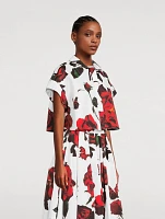 Cropped Cotton Shirt Tudor Rose Print