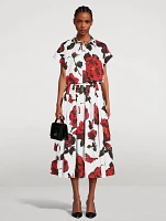 Cropped Cotton Shirt Tudor Rose Print