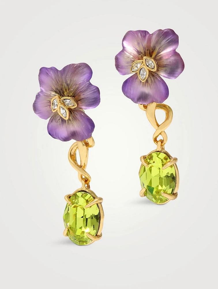 Field Pansy Lucite Drop Earrings