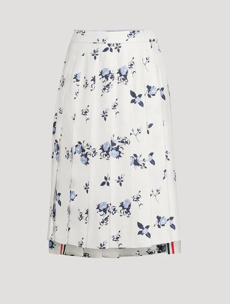 Pleated Midi Skirt In Floral Print