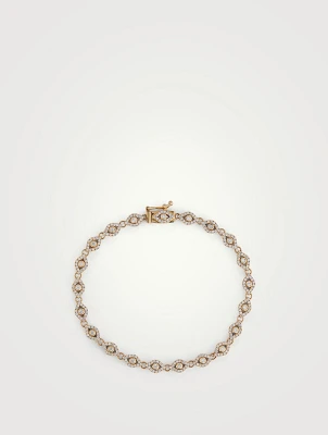Small 14K Gold Bezel Evil Eye Link Bracelet With Diamonds