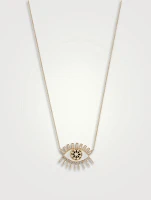 14K Gold Kaleidoscope Eye Fringe Necklace With White And Black Diamonds
