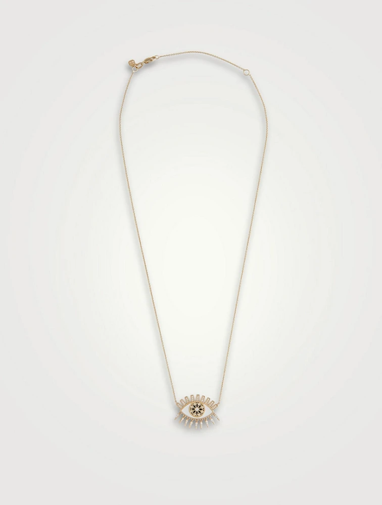 14K Gold Kaleidoscope Eye Fringe Necklace With White And Black Diamonds