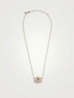 14K Gold Kaleidoscope Eye Fringe Necklace With White And Black Diamonds
