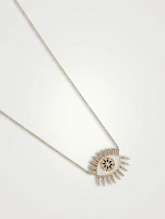 14K Gold Kaleidoscope Eye Fringe Necklace With White And Black Diamonds