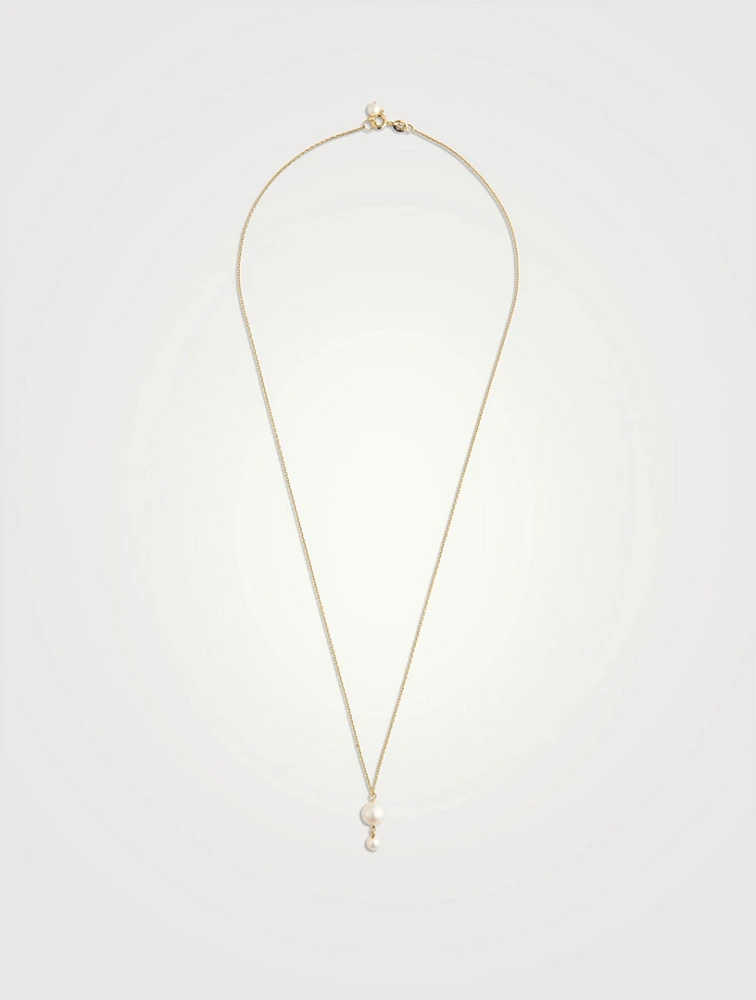 14K Gold Pearl Drop Necklace