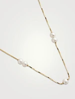 14K Gold Double Floating Pearl Necklace
