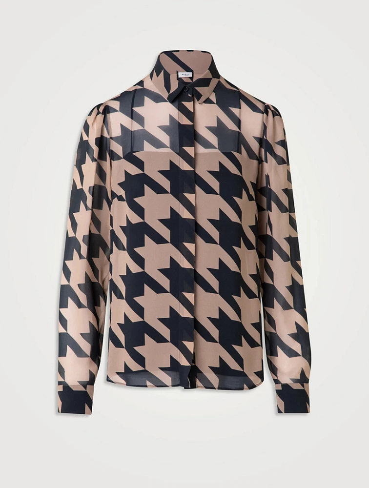 Georgette Shirt Houndstooth Print