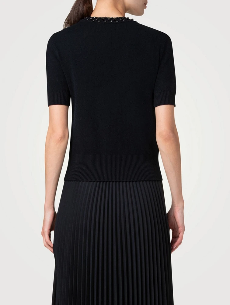 Embellished Short-Sleeve Sweater