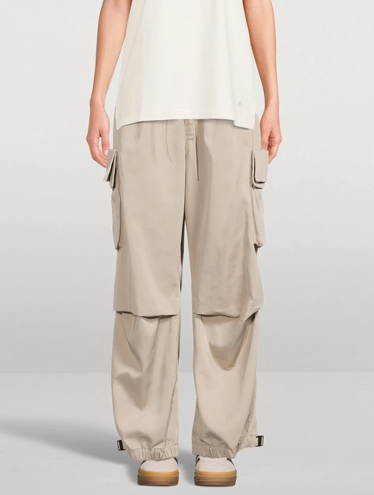 Wide-Leg Twill Cargo Pants