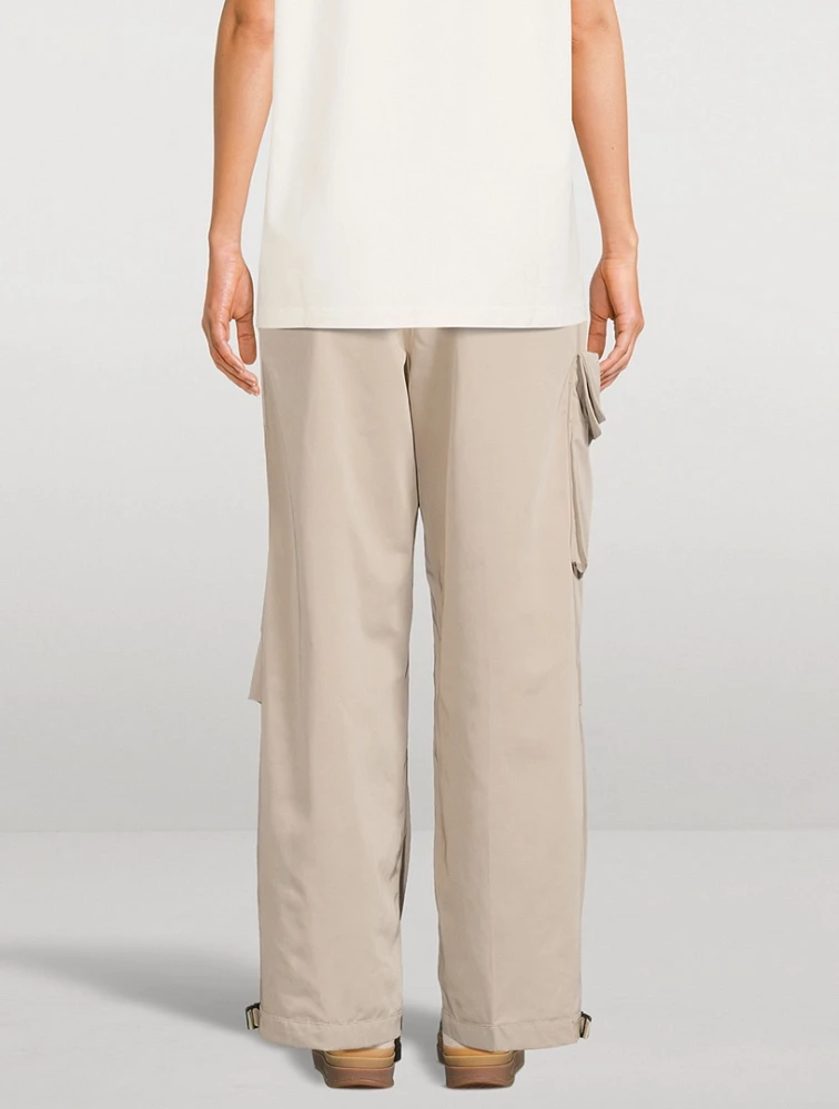 Wide-Leg Twill Cargo Pants
