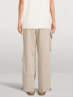 Wide-Leg Twill Cargo Pants