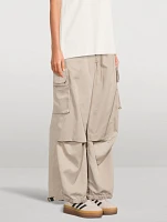 Wide-Leg Twill Cargo Pants