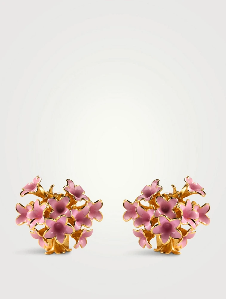 Enamel Bouquet Of Flowers Clip-On Earrings