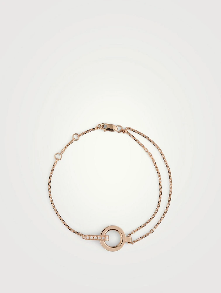 Berbère Module Rose Gold Chain Bracelet With Diamonds