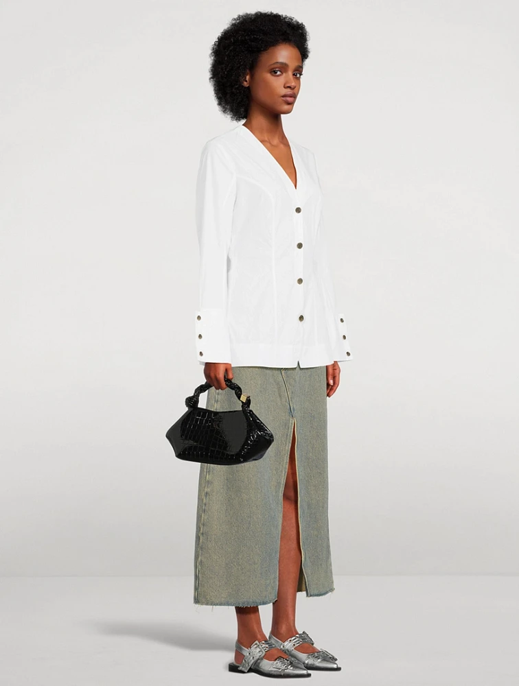 Small Bou Croc-Embossed Patent Shoulder Bag