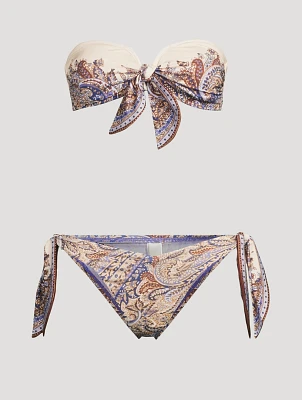 Ottie Knotted Bikini Set Paisley Print