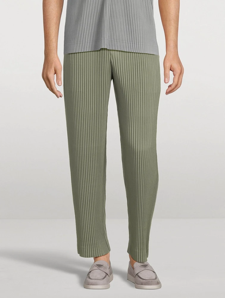 Colour Pleats Straight-Leg Pants