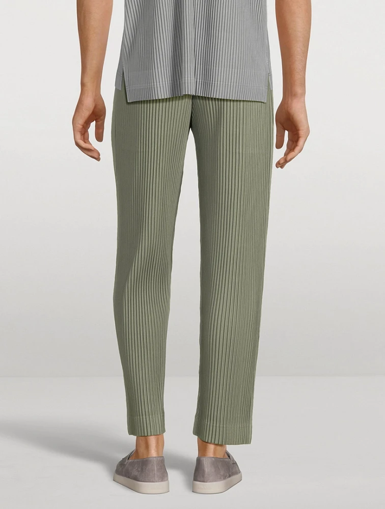 Colour Pleats Straight-Leg Pants