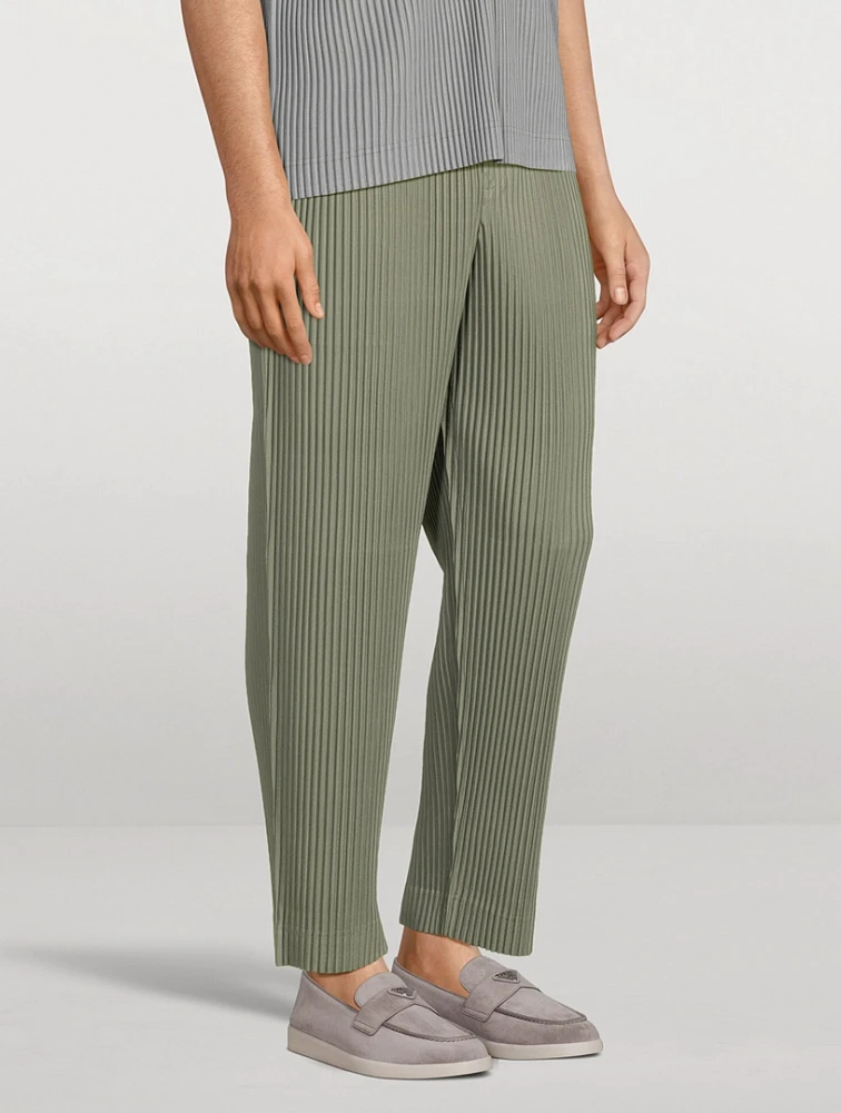 Colour Pleats Straight-Leg Pants