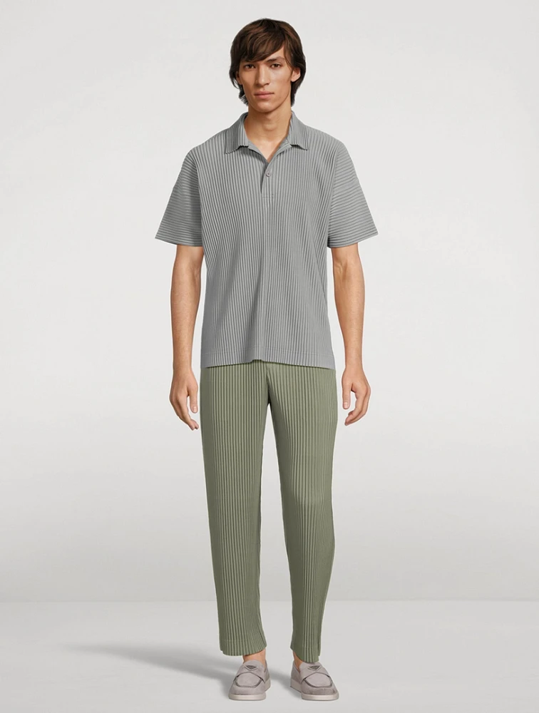Colour Pleats Straight-Leg Pants