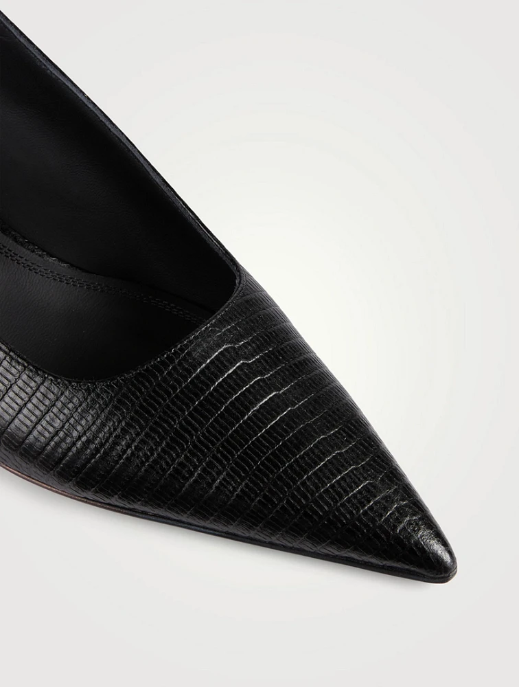 Fornax Embossed Leather Ankle-Strap Pumps
